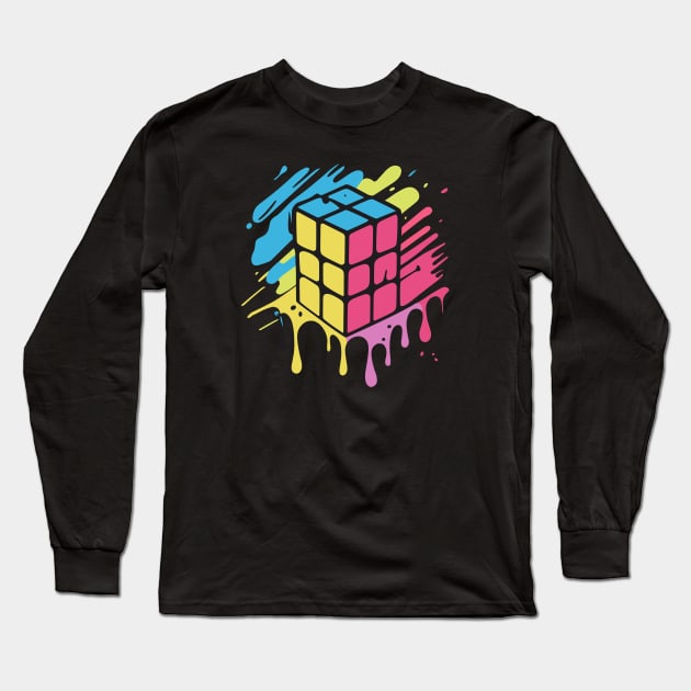 Melting Rubiks Cube Long Sleeve T-Shirt by kknows